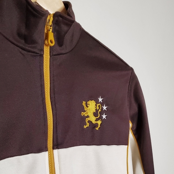 Brown and Bone Athletic Scene Zipped Light Sport Jacket with Ribbed Cuffs - Picture 10 of 11